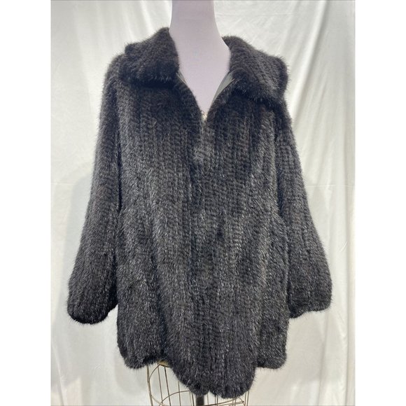 knitted black mink jacket (27133)